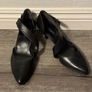 Paul Green Black Strap Leather Heels